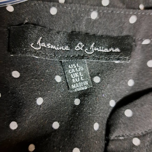 Jasmine & Juliana Black white polka dots hidden button up blouse Large - Picture 4 of 6